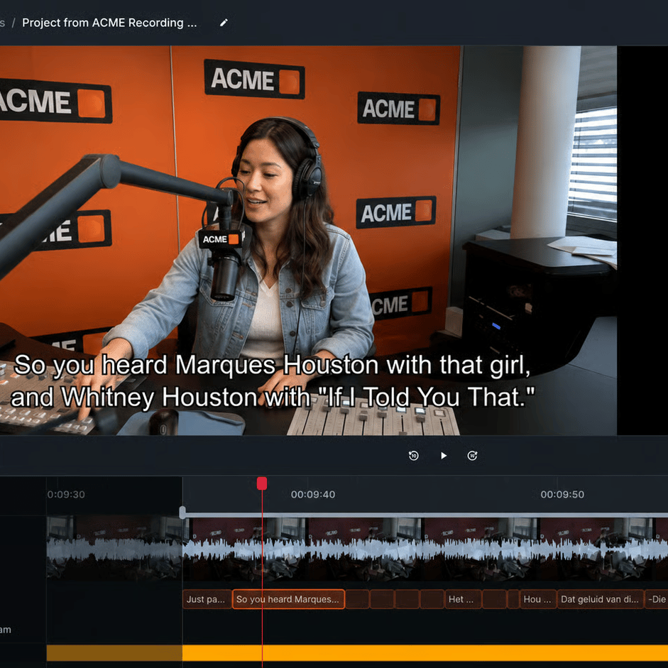 The Clips editor with a studio recording open
