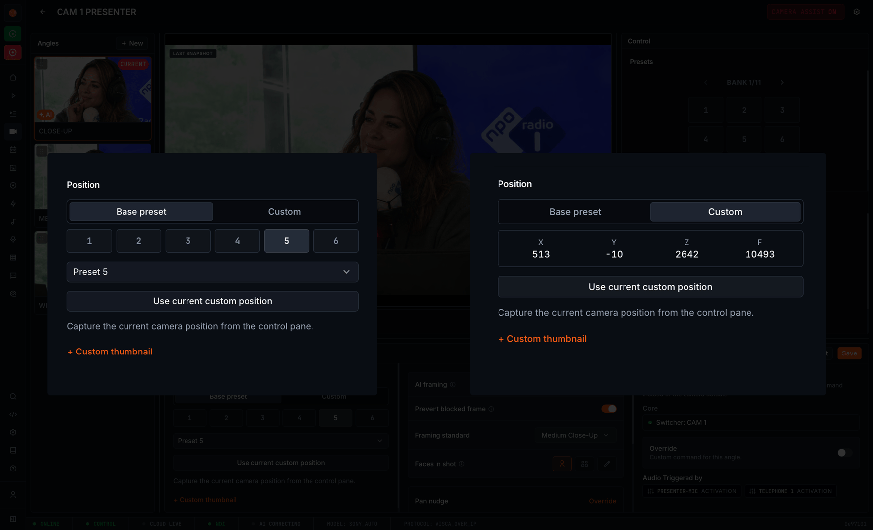 The camera angle editor