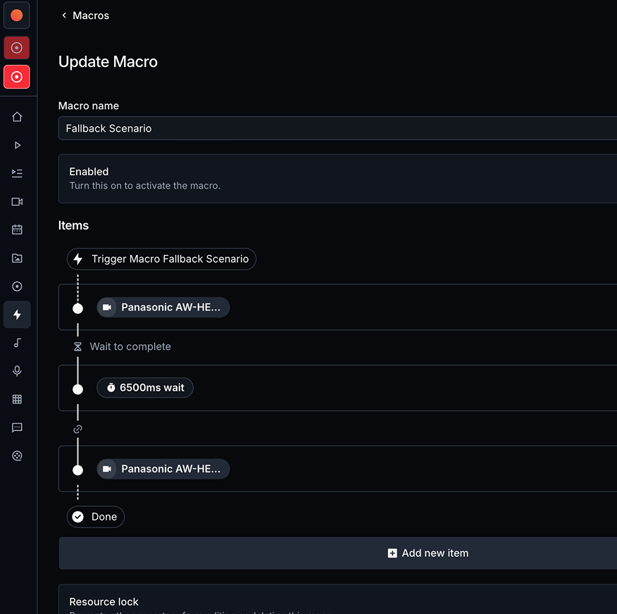 A macro started by its own trigger in VRA Cloud