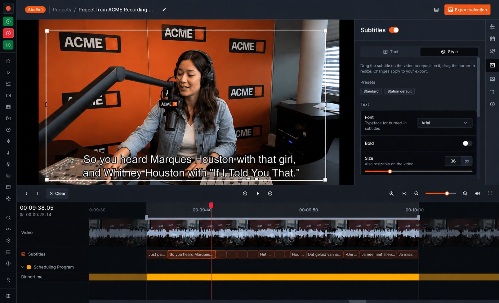 The Clips subtitle editor