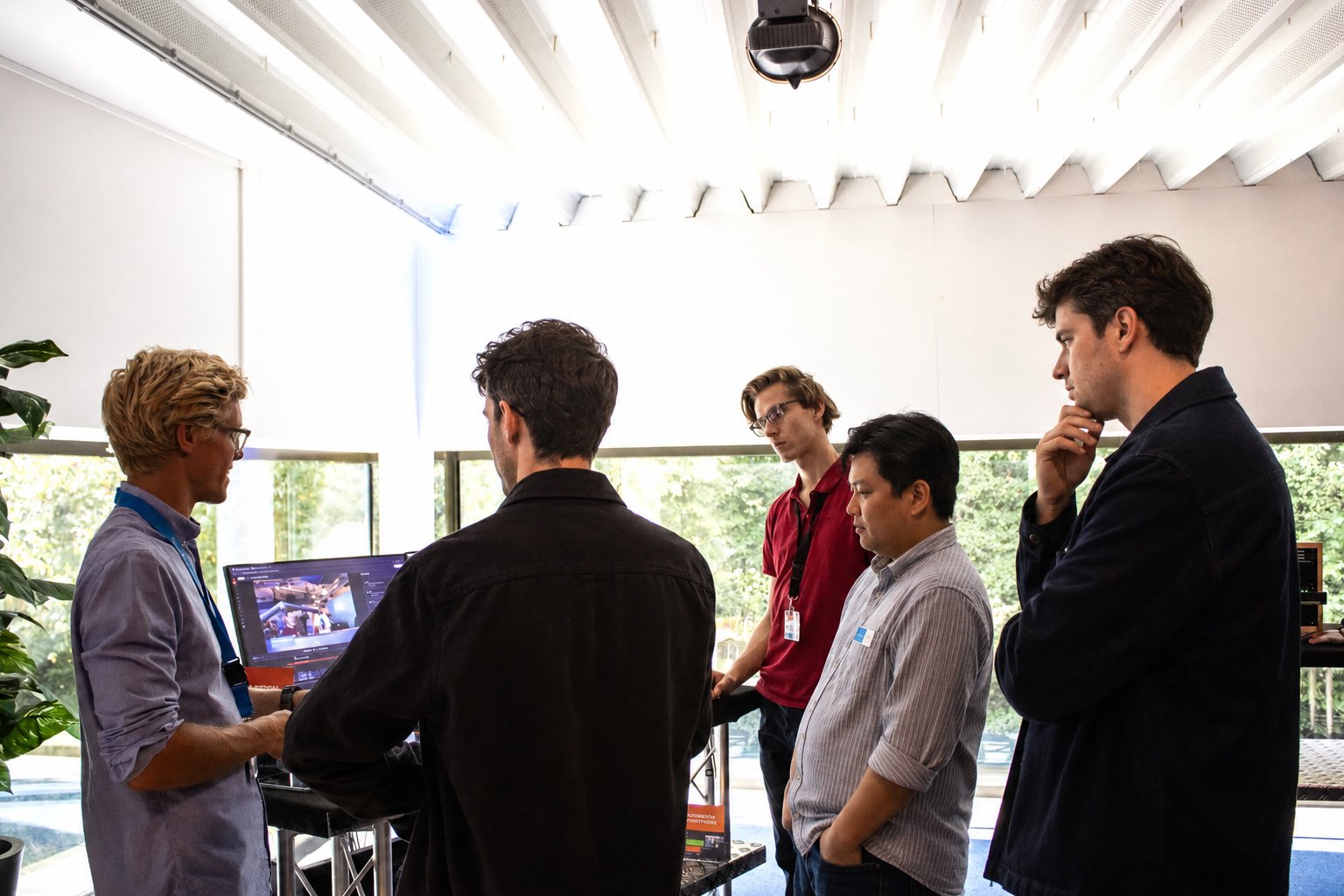 The VRA team walking a broadcast crew through the platform on a studio monitor