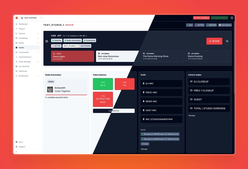 Preview of the Studio Dashboard with split light mode